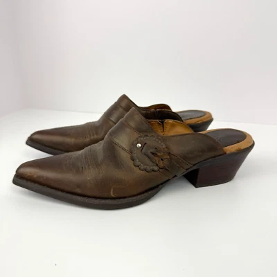 Ariat Western Mules Cowboy Pointed Toe Brown Slip-On Heel Womens Sz 6.5B Leather - Image 1 of 4