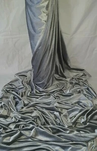 Tela de terciopelo gris spandex 58" de ancho medidor cuarto de grasa rollos - Imagen 1 de 4