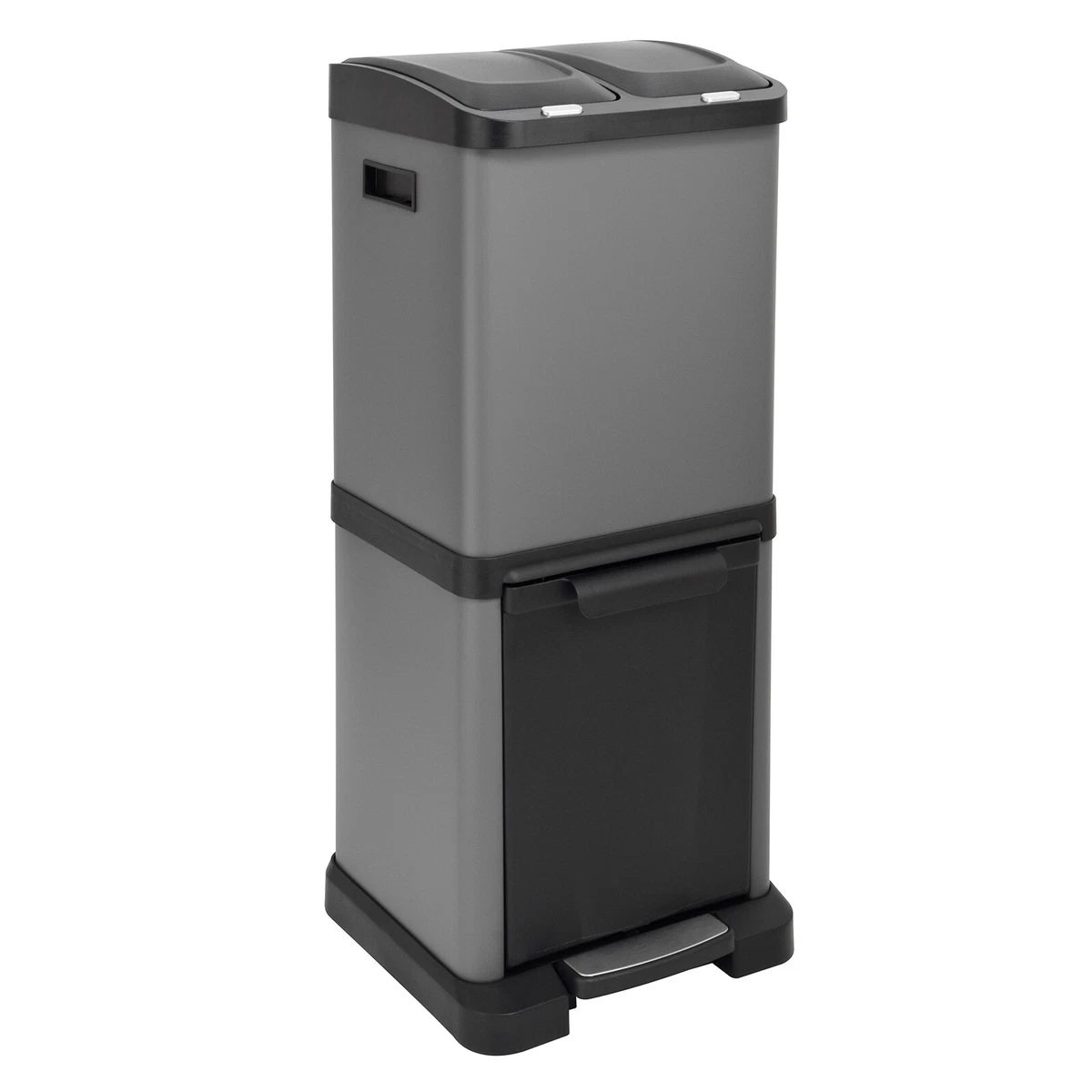 Mülleimer Aus Edelstahl Mit 3 Fächern – 60 Liter Gesamtvolumen, Soft-Close Deckel, Fußpedal & Herausnehmbare Innenbehälter