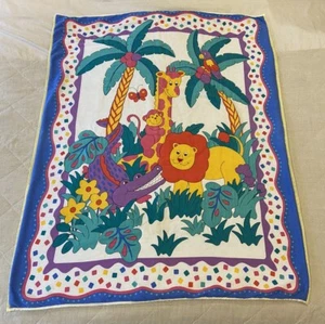 Coperta/Coperta per bambini vintage fatta a mano con animali da safari colorati brillanti - Foto 1 di 24