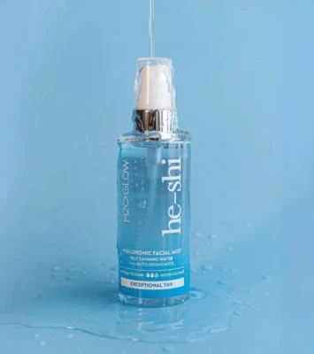He-Shi H2O Glow Hyaluron Gesichtsbräunungsspray außergewöhnliche Bräune UVP 19£