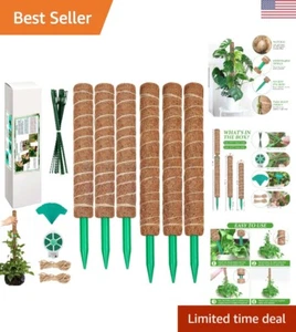 111 Inch Moss Pole for Climbing Plants - Coco Coir Plant Support Stakes - 6 Pack - Picture 1 of 8