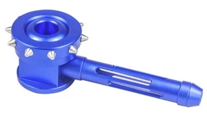 Glass 5.7" Metal Encased Glass Hammer Pipe Bowl Pipe THICK Pipe Blue Color - Picture 1 of 12