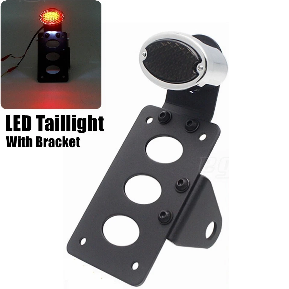 Luz trasera LED y soporte de matrícula de montaje lateral para Harley Honda Bobber Chopper Foto 1 de 4