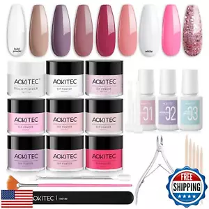 Aokitec Dip Powder Nail Kit Starter with Dip Build Powder, White Pink Red Gli - Picture 1 of 5