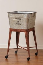COUNTRY LIVING new large metal tub on wheels / nice storage/laundry room