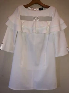 Abito Elisabetta Franchi illusion manica 3/4 cambio bianco taglia EU 44 US 6 nuovo $595 - Foto 1 di 5