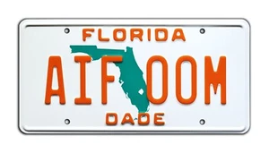 Miami Vice | Ferrari Testarossa | Florida AIF 00M | GESTEMPELT Prop Nummernschild - Bild 1 von 7