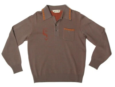 Suéter Polo ALLIX Bronceado Manga Larga Naranja Insignia Para Hombre Talla M/016 De Colección Años 70 Foto 1 de 4