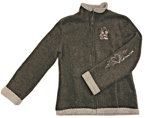 Disney World Mickey Minnie Mouse Fleecejacke Full Zip bestickt grau Damen M - Bild 1 von 11