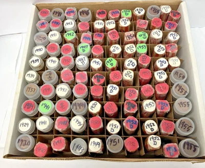 101 Total Rolls of Copper Lincoln/Wheat Penny Collection Set 1920-1955D (91) - Image 1 of 4