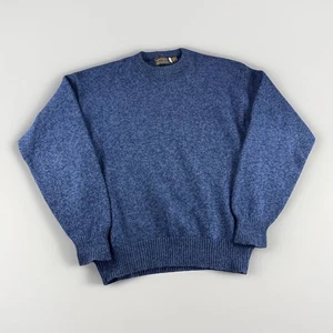 Vintage Eddie Bauer Sweater Mens XLT Blue Made in USA Wool Blend Sweatshirt 90s - Picture 1 of 6