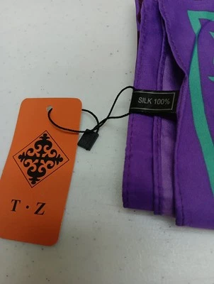 BUFANDA 100% SEDA HERMOSOS COLORES 44"X54" PÚRPURA VERDE COLORES Foto 1 de 4