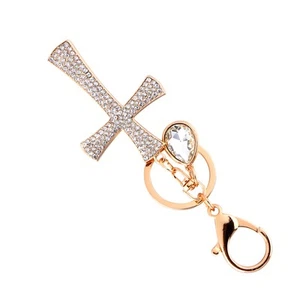 Cross Crystal Rhinestone Key Ring Charm Pendant Purse Bag Cute Keychain High FI - Zdjęcie 1 z 22