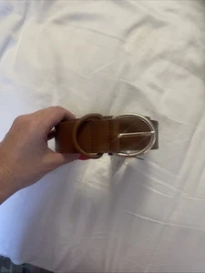 Zara Belt 95x35 mm Brown Faux Leather Gold Buckle - Picture 1 of 4