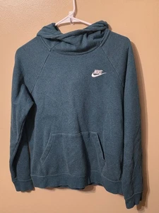 Nike Sportswear Essential Women's Small Teal Funnel Neck Fleece Pullover Hoodie - Picture 1 of 10