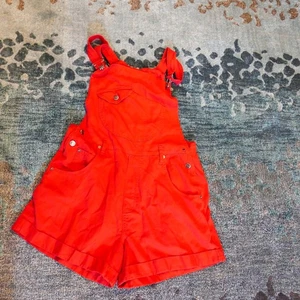 Red Overall Shorts - Sostanza - Size Large / L - 100% Cotton Workwear Style - Picture 1 of 7