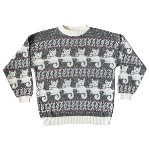 Arielle Vintage Katze Pullover Pastell Retro Kawaii Y2K Fair Isle Made in USA - Bild 1 von 7