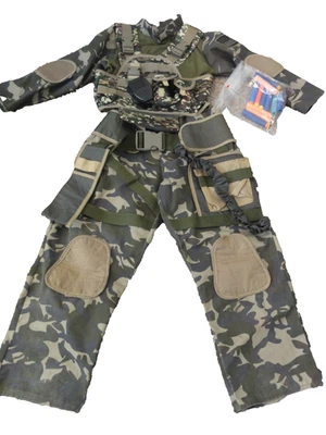 DISFRAZ CAMUFLAJE MILITAR TEETOT & CO FUERZAS ESPECIALES NIÑOS TALLA 5-6 BONUS - DARDOS NERF Foto 1 de 4