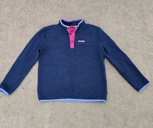 Girl's Vineyard Vines Top Shep Shirt Quilted Navy Blue Pullover Size Large 14 - Picture 1 of 6