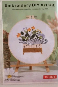 Cat Embroidery Kit Art Craft Sewing Set DIY Cross Stitch Starter for Beginners - Picture 1 of 6