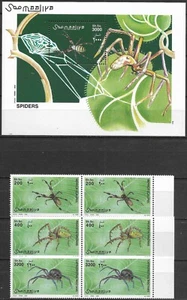 "SOMALIA - 2002 Hoja de recuerdos ""Naturaleza - ARAÑAS"" ¡Estampilla sin montar o nunca montada y dos juegos completos! - Imagen 1 de 1