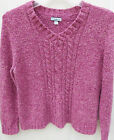 Croft & Barrow XL sweater magenta pink cable knit v neck pull over LS