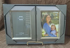 NIB PRINZ SILVER FREE STANDING DOUBLE PICTURE FRAME 4X6" COLLAGE - Picture 1 of 7