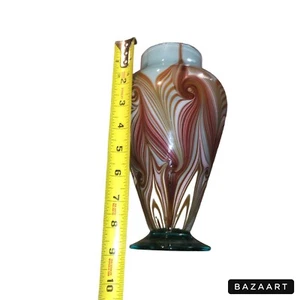 Vaso Vandermark, 8 1/2"" Bellissimo Piuma Tirata E Firmato 1977 Marrone Verde - Foto 1 di 6