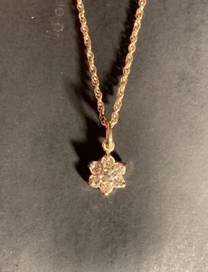 0.5 Ct Champagne ColorDIamonds 14kt Gold Flower Pendant. W.14k Chains 2 In World - Picture 1 of 10