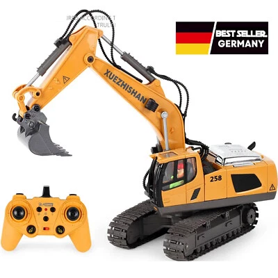 Ferngesteuerter Bagger Spielzeug RC Bagger mit Metall Schaufel Lichtern & Sound - Bild 1 von 4