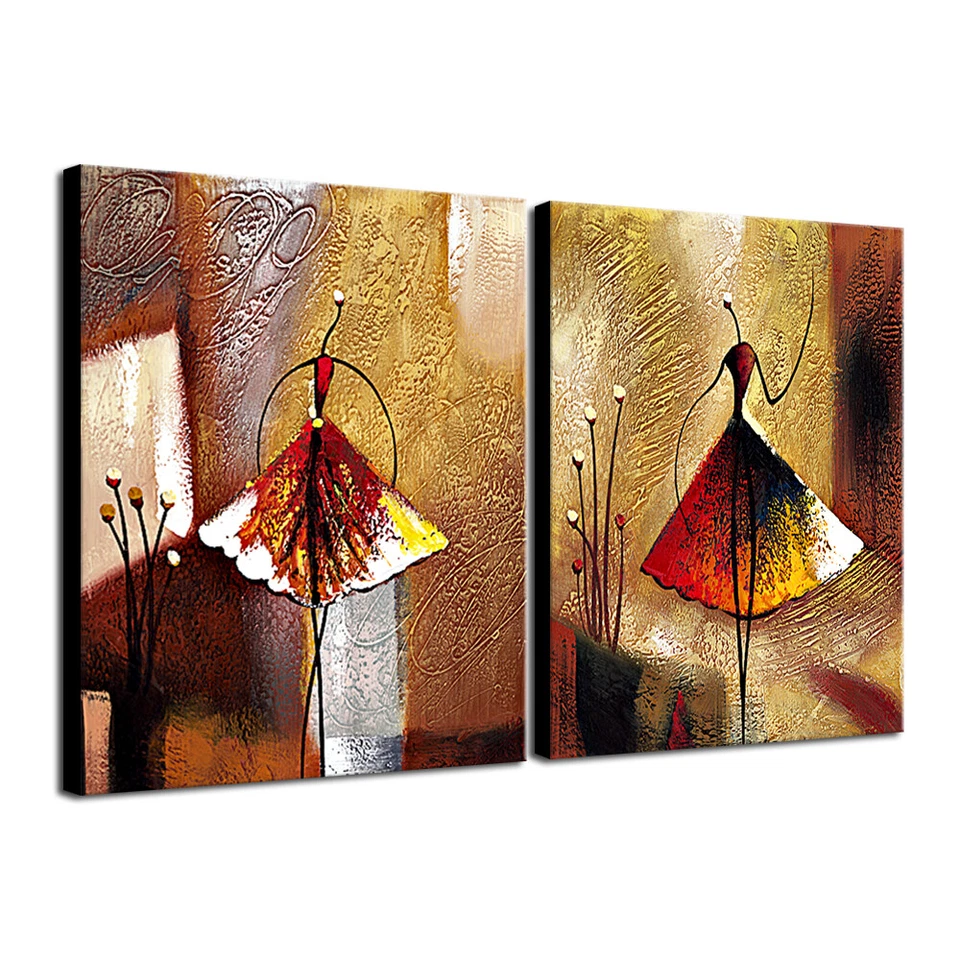 Abstract Hand Paint Oil Painting on Canvas Wall Art Home Decor Ballet Girl Brown