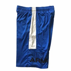 Under Armour Heatgear Loose Stunt Big Logo Shorts Junge Jugend L blau weiß 10" gebraucht, in einwandfreiem Zustand - Bild 1 von 11