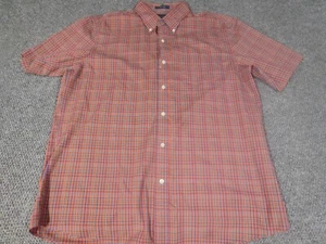 Saddlebred Mens Button Down Shirt Large Orange plaid regular wrinkle free - Picture 1 of 12