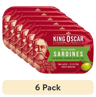 (Paquete de 6) Sardinas silvestres capturadas en aceite de oliva virgen extra 3,75 oz, aceite de oliva Foto 1 de 4