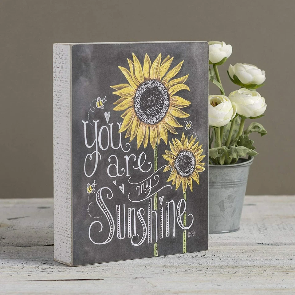 Primitives by Kathy - Farmhouse Chalk Sign Sunflower You Are My Sunshine 8x10in