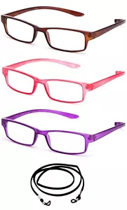 Gafas de lectura envolventes con marco translúcido rectangular a granel de 3 piezas - Imagen 1 de 2