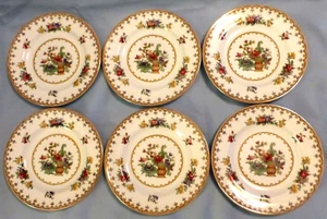 Vintage 6er Set Spode Copeland Porzellan Peplow Brot & Butter Teller gelber Rand 6 1/4" - Bild 1 von 6