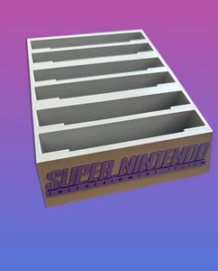 6 Game SNES Cartridge Holder - Super Nintendo Game Storage Tray Display - Picture 1 of 14
