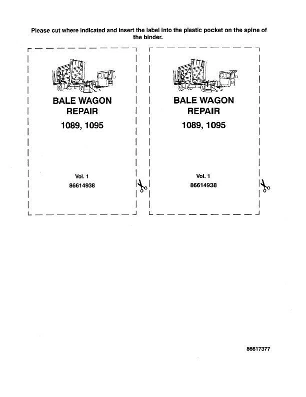 NEW HOLLAND 1089 1095 BALE WAGON MANUAL DE SERVICIO COMPLETO Foto 1 de 1