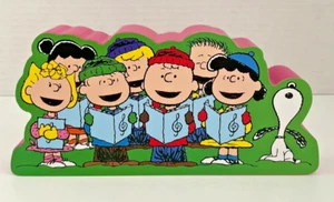 PEANUTS Gang Carolers Holiday 6.5" Wood Block Table Top/Hanging Wall Sign NEW - Picture 1 of 6