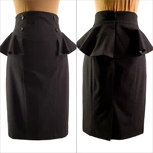 CUE Women's Skirt Pencil Cut Peplum C1461 Dark Chocolate Size 6 Pre Owned EUC - Picture 1 of 10