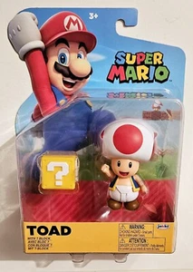 WORLD OF NINTENDO SUPER MARIO 4" FIGURE TOAD with ? QUESTION BLOCK JAKKS PACIFIC - Picture 1 of 5