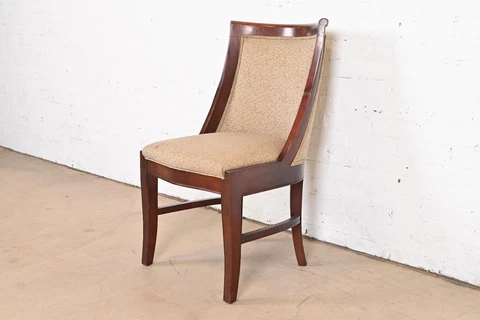 Barbara Barry for Baker Furniture Modern Art Deco Dark Mahogany Side Chair Cover