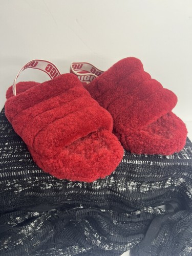 Sandali UGG donna morbidi fluff Yeah slide slingback 1095119~ rossi usati in ottime condizioni