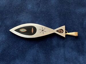 Vintage Taxco Mexico Sterling Silver Ichthus Christian Fish Pendant