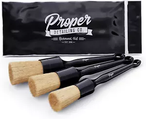 Car Detailing Brush Set – Soft Boar Hair for Interior & Exterior Cleaning (3 Pac - Picture 1 of 12