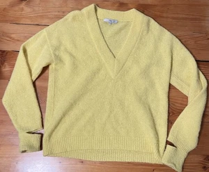 Maglione Tibi Boucle Alpaca Taglia S Pullover Scollo V Polsini Spaccati Maglia Giallo - Foto 1 di 6