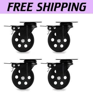 Heavy Duty 4" Cast Iron Swivel Plate Casters - 2000 lbs Capacity, Pack of 4 - Picture 1 of 9