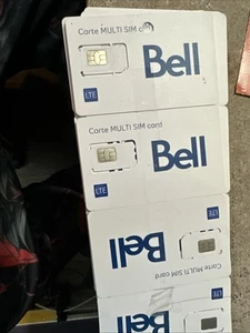 Carte SIM 3 en 1 multi triple coupe 3G 4G LTE postpayée prépayée neuve Bell Canada - Photo 1 sur 1
